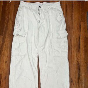 Cotton On White Loose Linen Cargo Pants